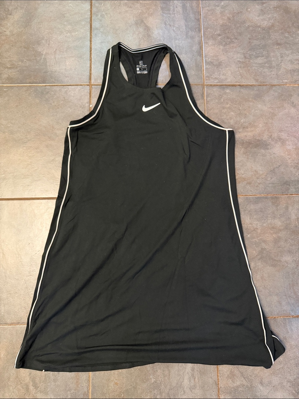 Nike Black Athletic Racerback Dress with White Piping